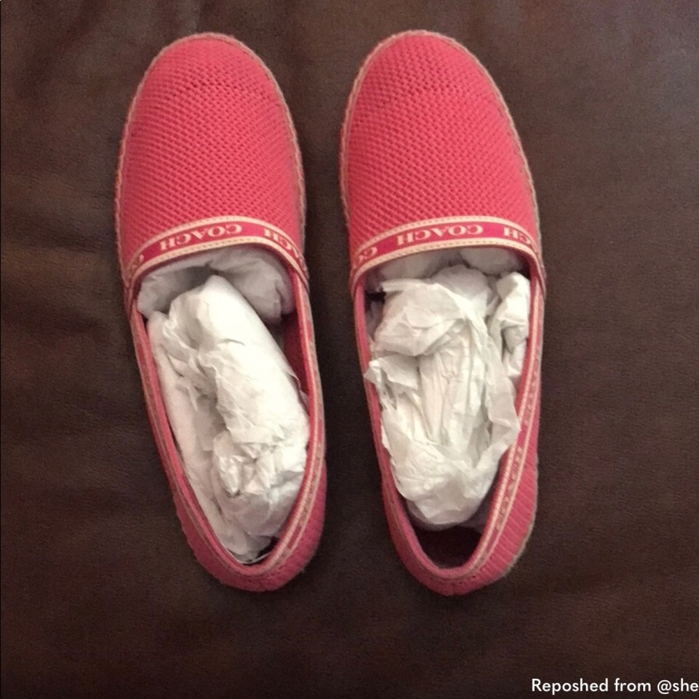 NIB Coach Signature PINK Espadrille Shoes size 8